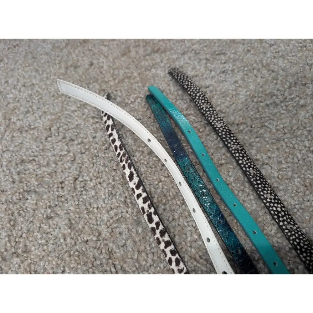 Belts: Skinny Mixed Texture Lot – Animal Print, Chic & Bohemian – Sizes S & M